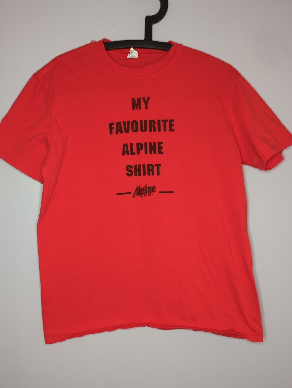 Vintage "My Favourite Alpine Shirt" Red Graphic Tee Sz L Retro Canadian